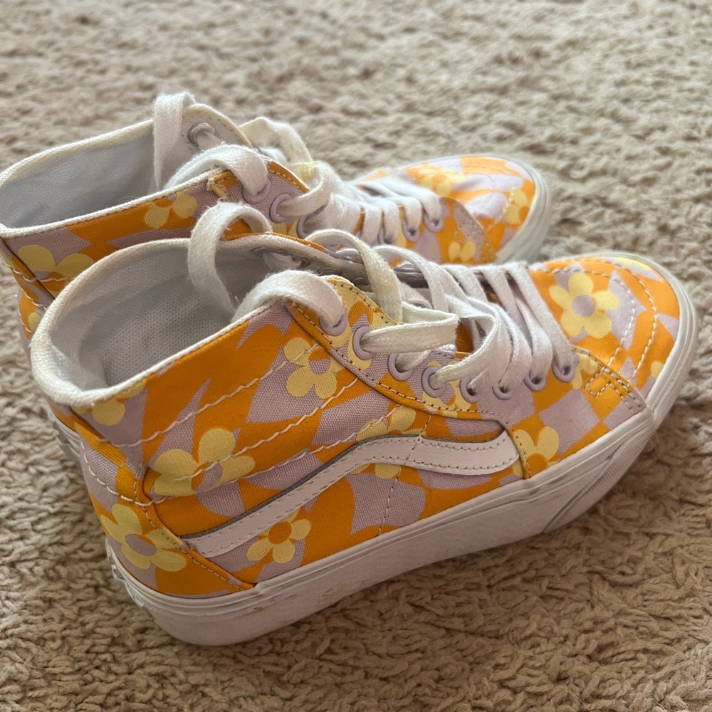 Vans Orange and White High-Top Sneakers Vibrant Canvas